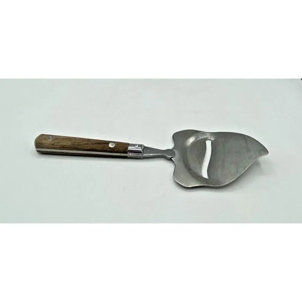 Vintage MCM Cheese Plane Slicer Wooden Handle Serrated Edge Stainless Japan Teak